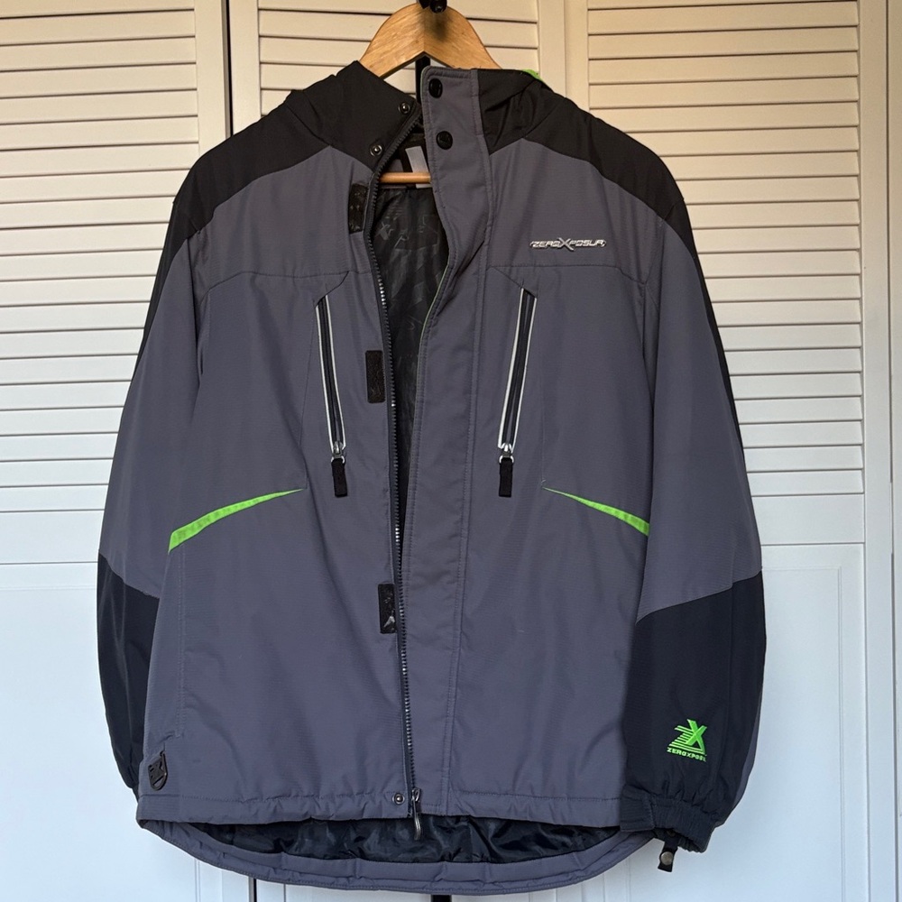 ZeroXposur Boys  Performance Jacket in Gray and Black with Green Accents